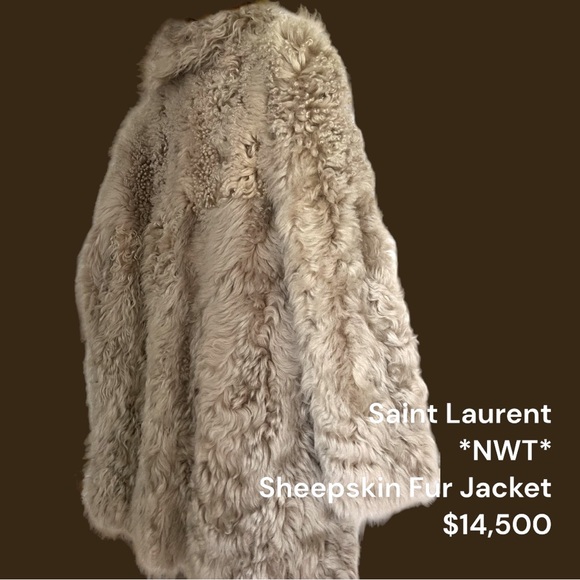 NWT! Saint Laurent sheepskin fur coat • beige • women’s size 38 - Picture 5 of 13